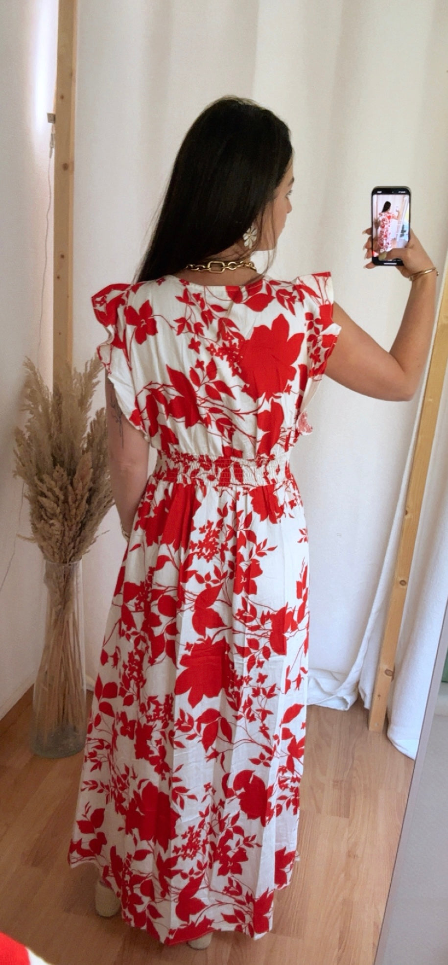 Robe feuillage - rouge