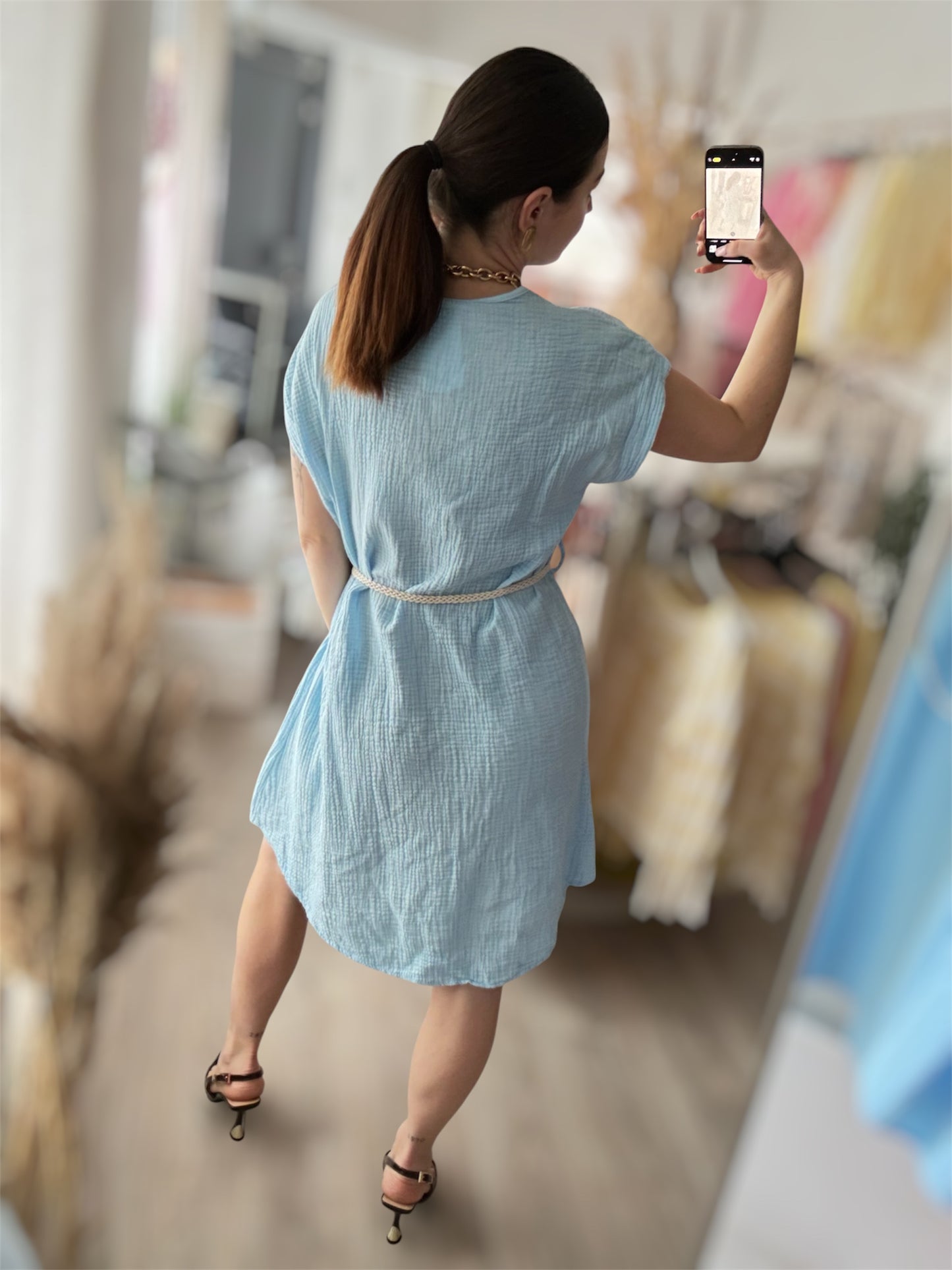 Robe gaz courte - Bleu