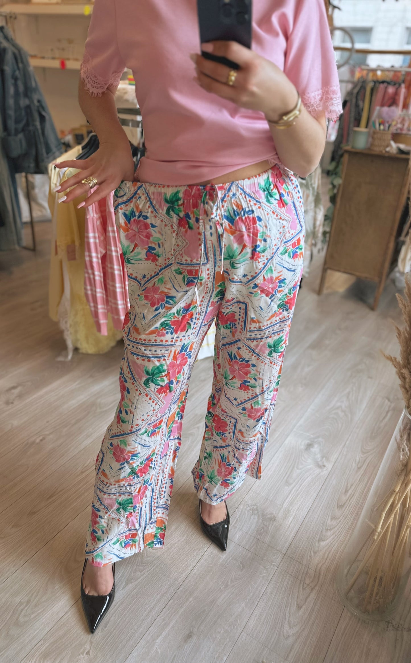 Pantalon imprimé Salma - Rose