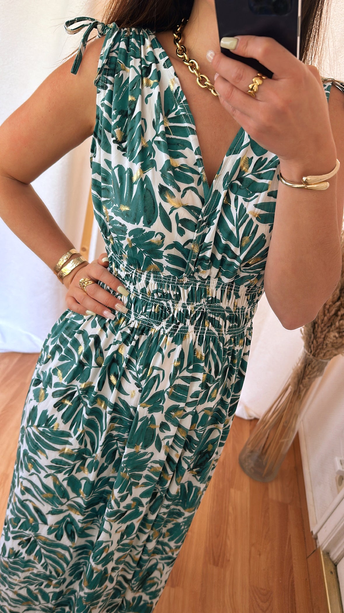 Robe longue « magique  » feuillage