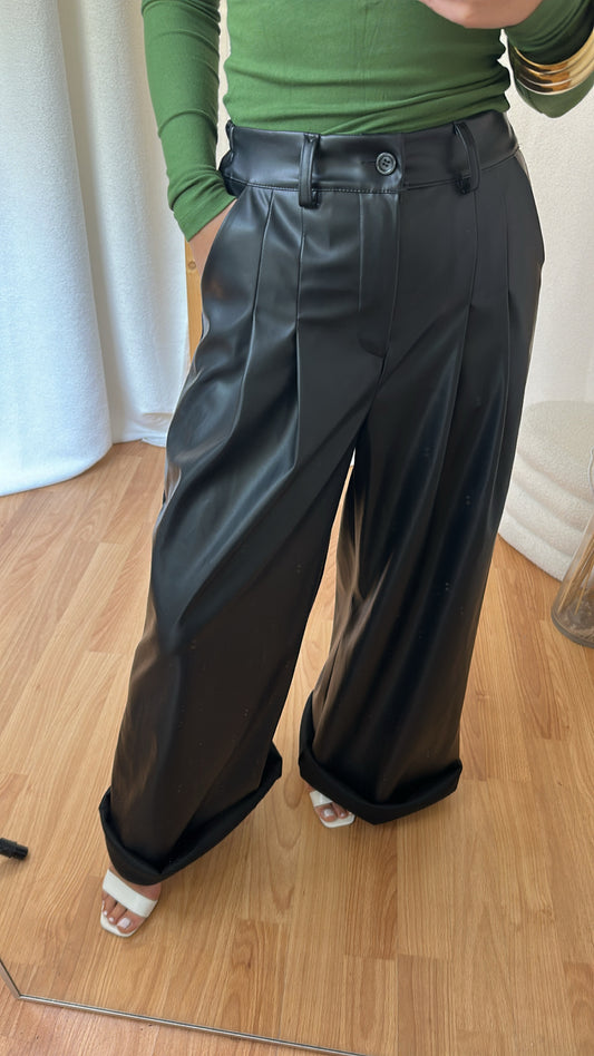 Pantalon simili  « Wide LEG  »