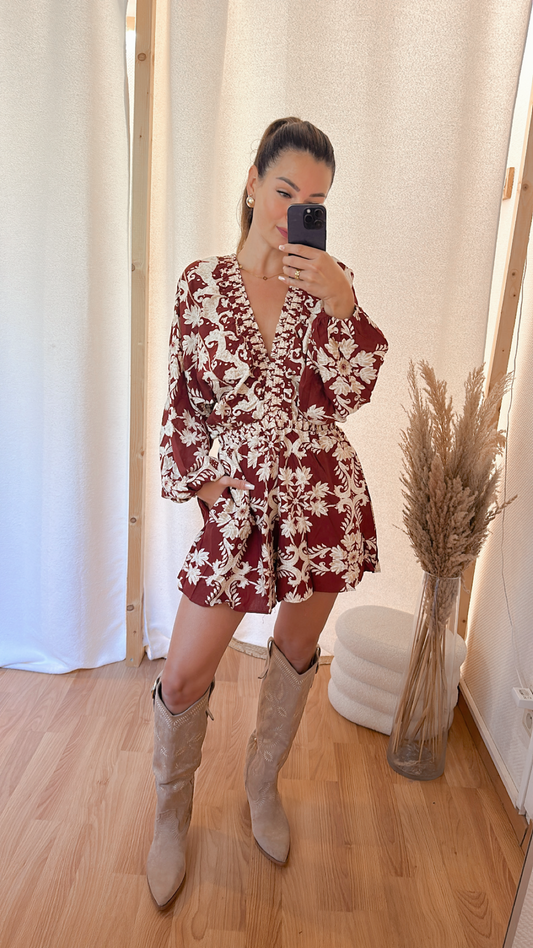 Combi short  «  Flore » Brique