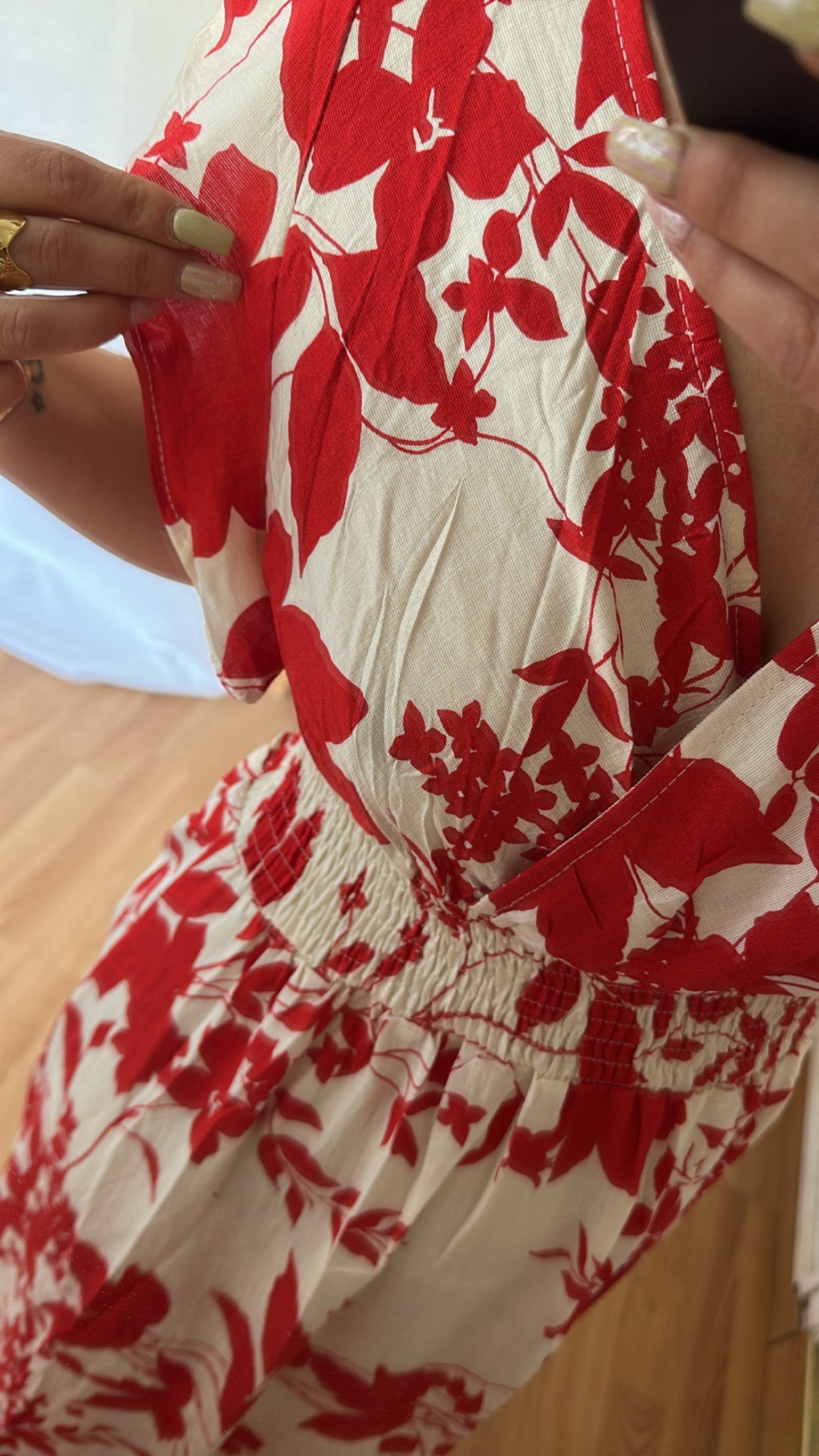 Robe feuillage  - rouge