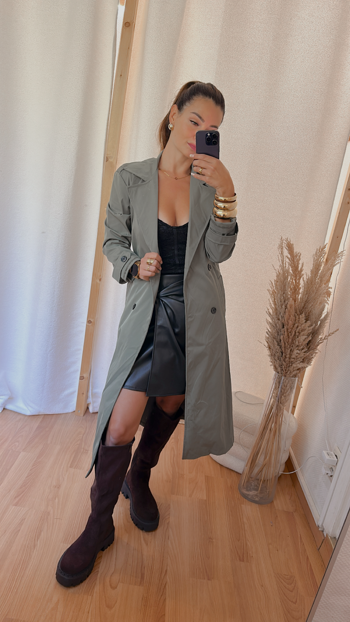 Trench  « long  » kaki