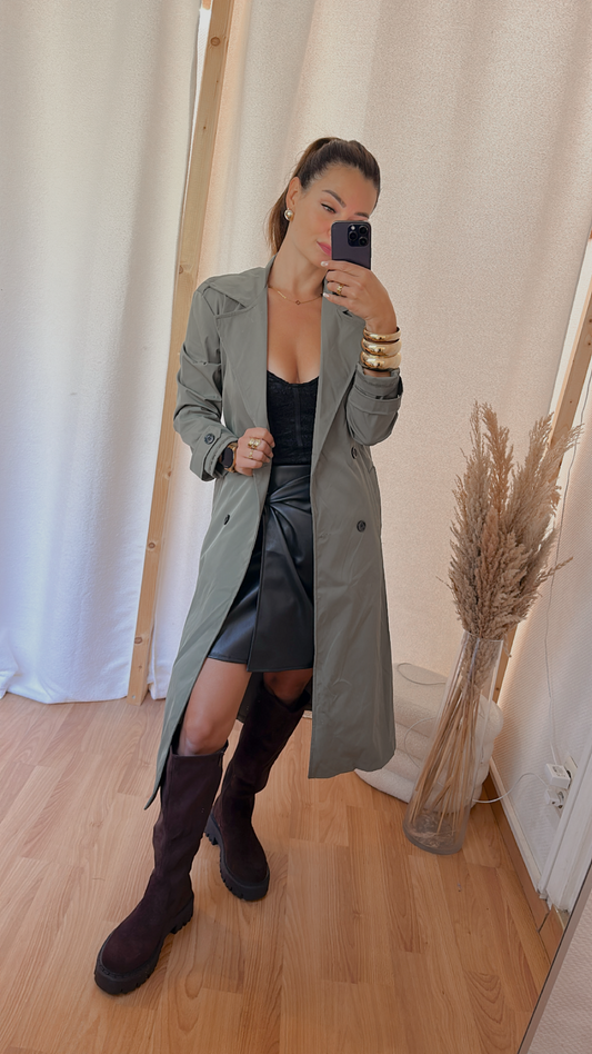 Trench  « long  » kaki