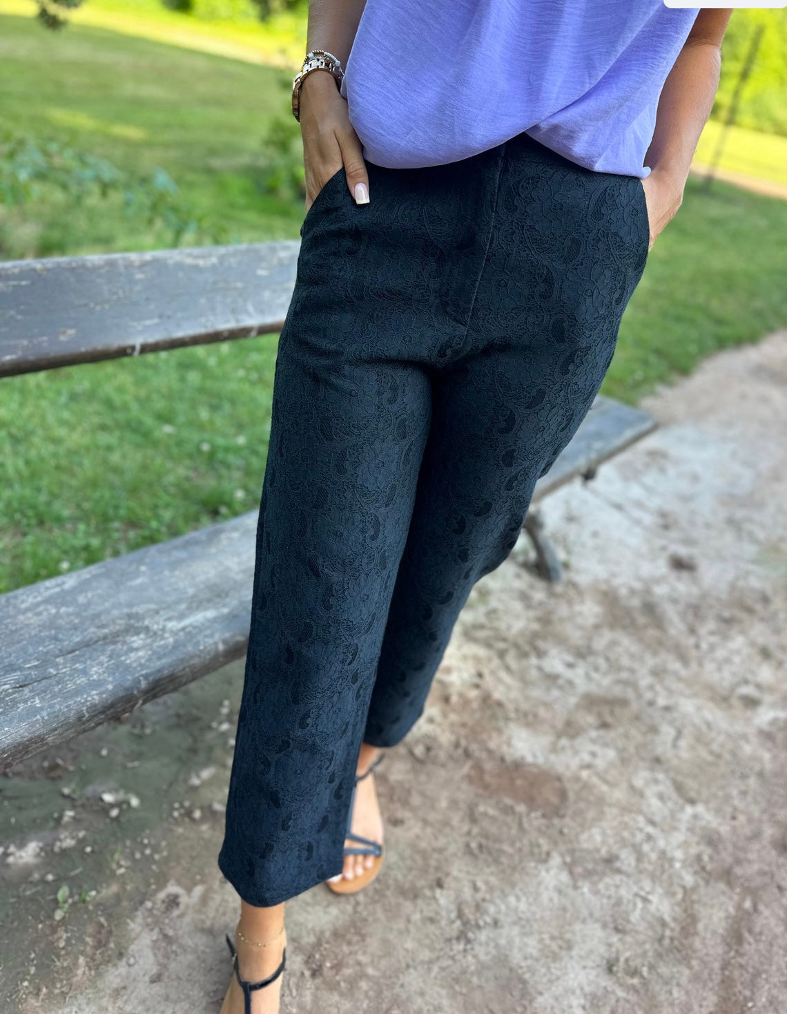 Jeans broderie- Noir