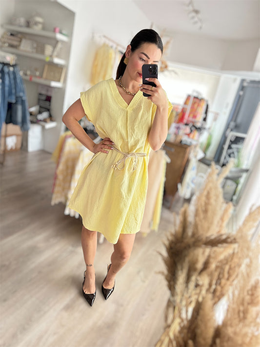 Robe gaz courte - Jaune
