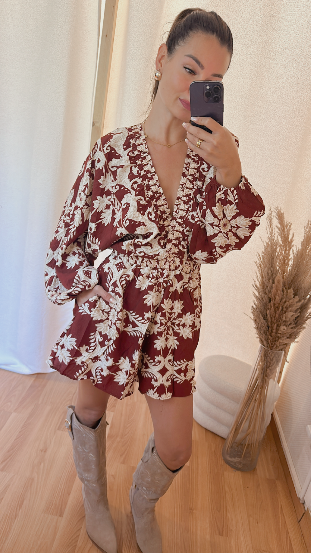 Combi short  «  Flore » Brique