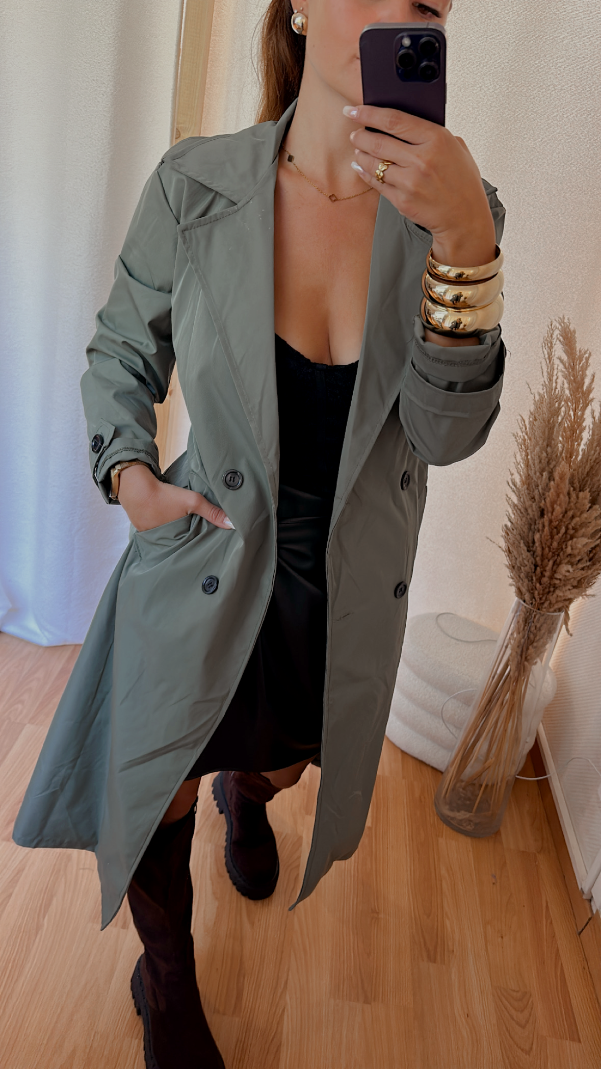 Trench  « long  » kaki