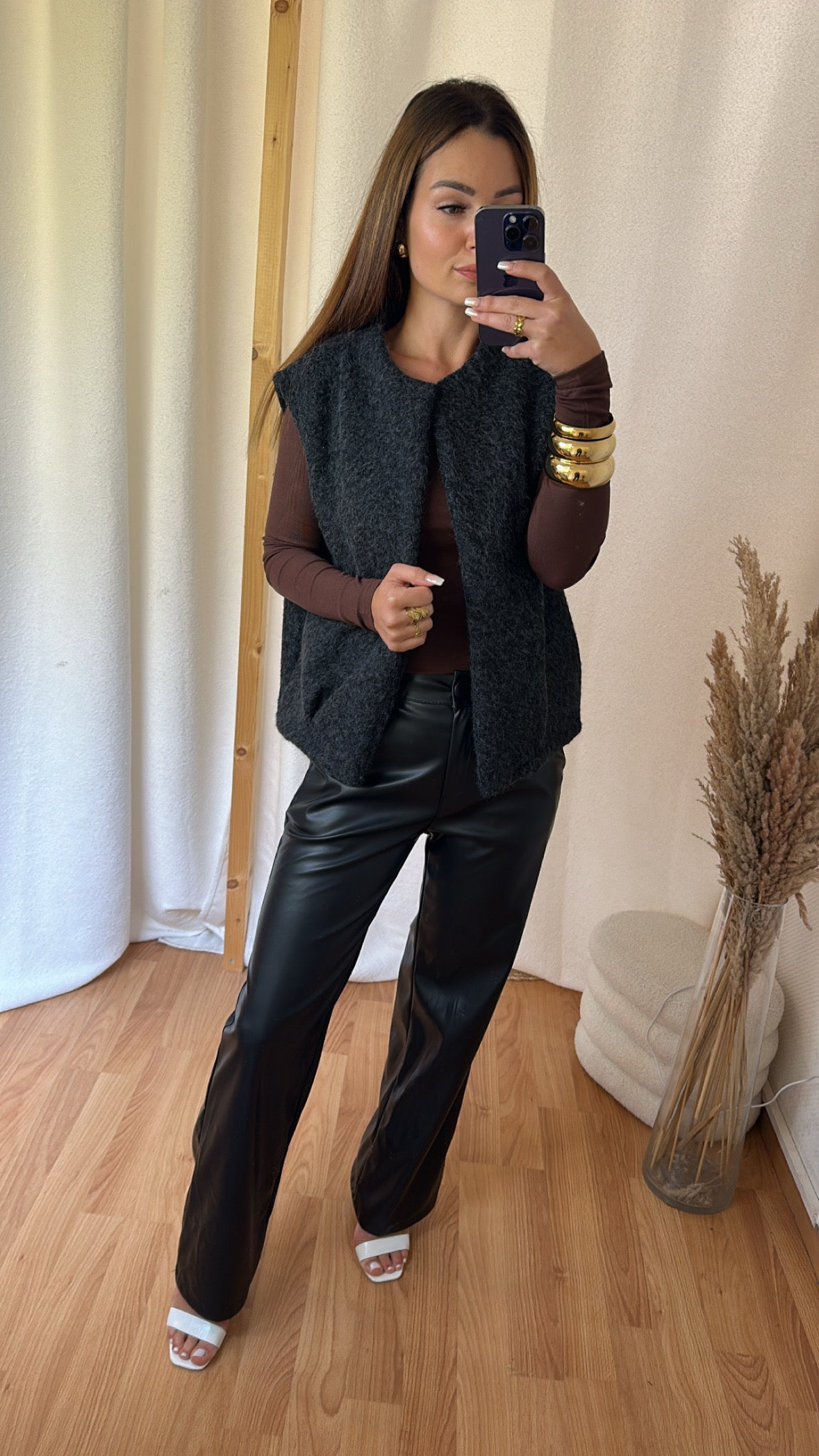 Veste gilet  « Mali » gris foncé- noir