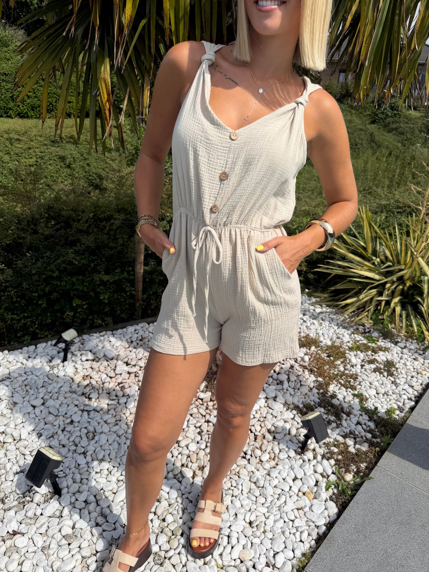 Combi short « gaz » beige